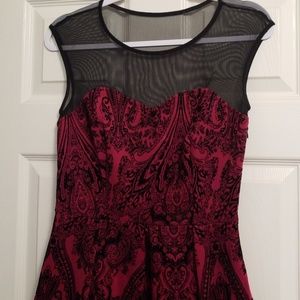 Mesh top maroon dress